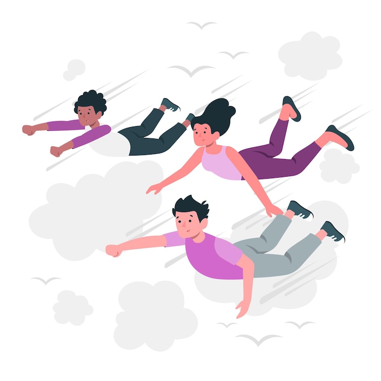 Vector people flying concept illustration