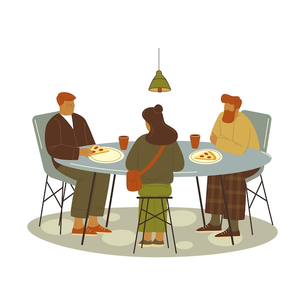 People or friends have a lunch vector banner