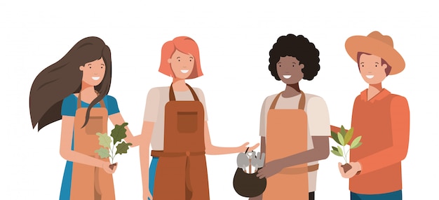 Vector people and gardening concept