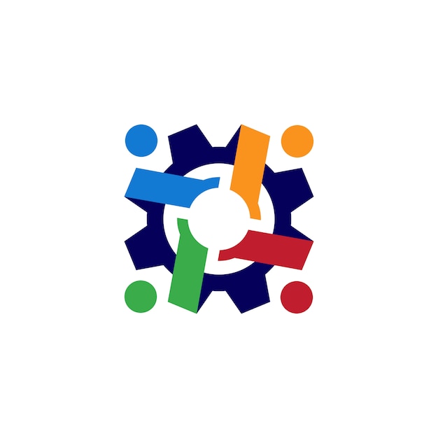 Люди значок шестерни винтики логотип значок иллюстрации