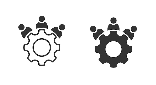 People and gear icon teamwork management sign business team flat vector illustration