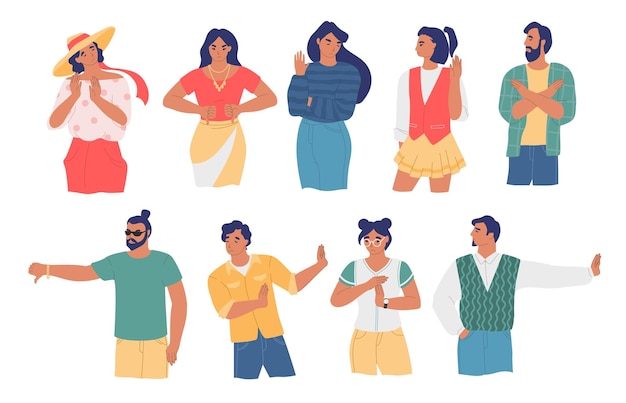 People gesturing to show disagreement vector flat isolated illustration