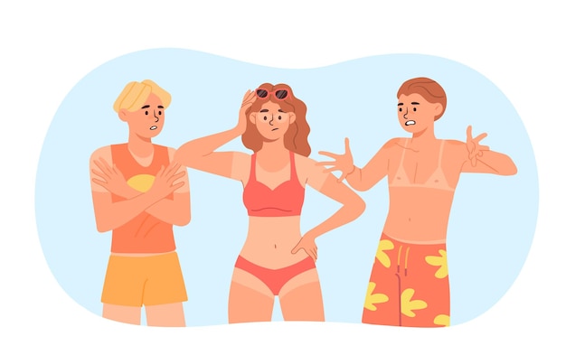 Vector people get sunburned concept