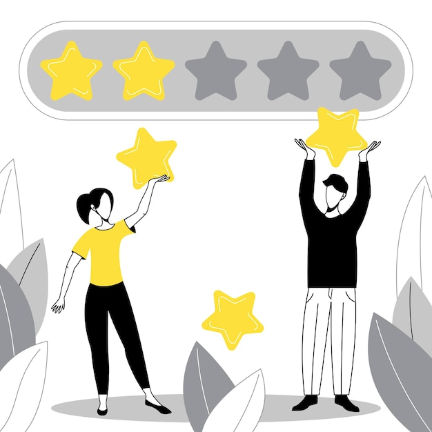 People give review. rating and feedback. customer review with stars