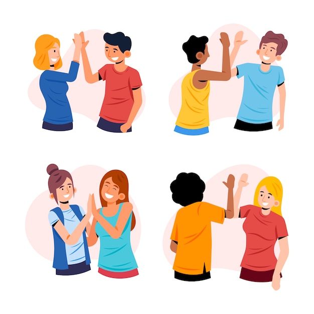 Vector people giving high five illustration design