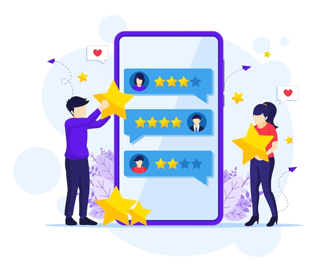 People giving stars rating and feedback