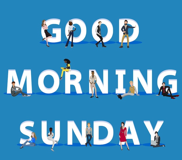 Vettore persone su good morning sunday per web mobile app