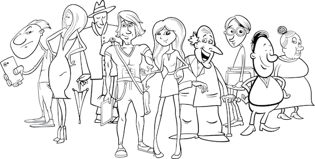 Vector people group cartoon illustration