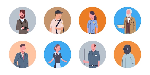 Vector people group different occupation icons set