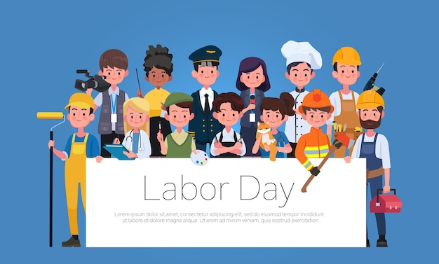 People Group Different Occupation Profession Set, International Labor Day Flat Illustration