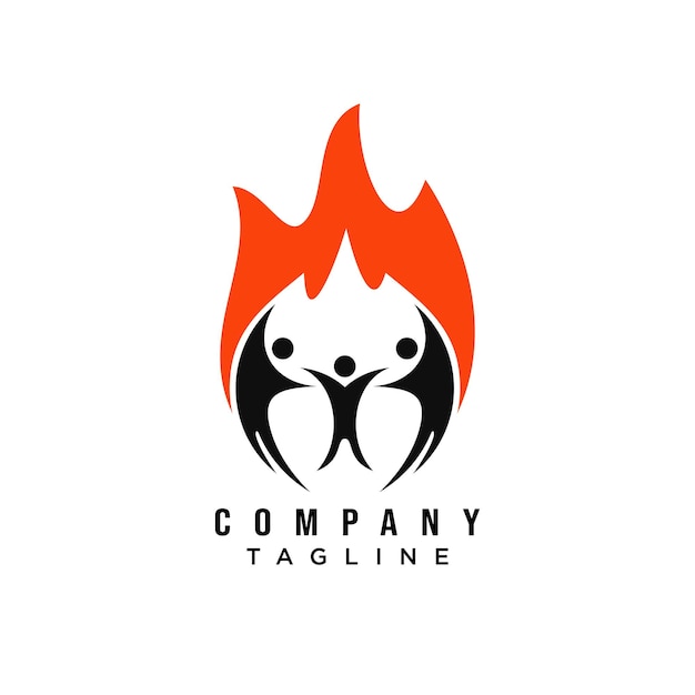 People group logo with fire design vector