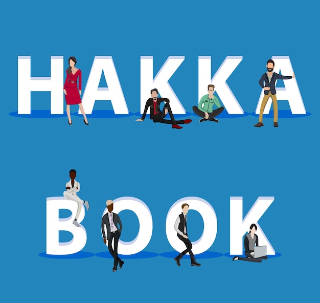 Vector people on hakka book for web mobile app presentations