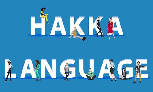 Vector people on hakka language for web mobile app presentations