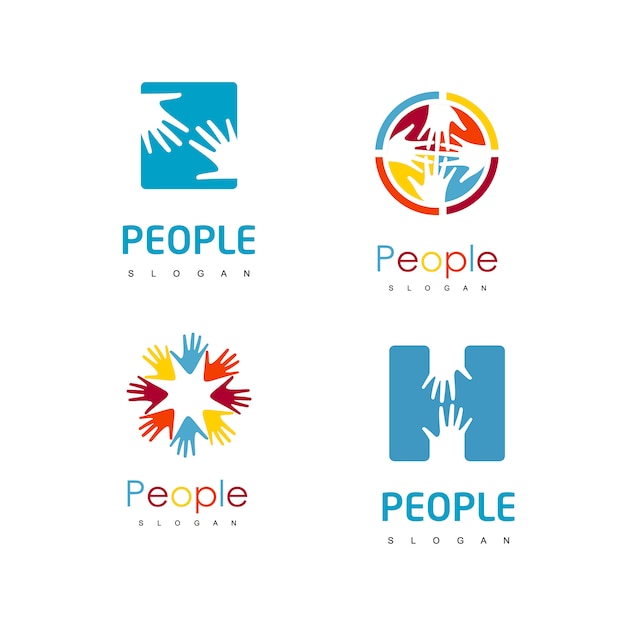 People hand logo set