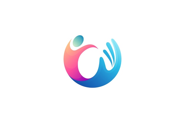 People hands care logo design with modern design