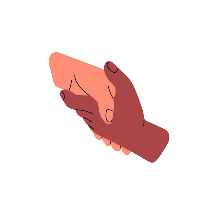Vector people handshake agreement greeting hello gesture icon two hands palms shake business coworking teamwork interracial partnership concept flat isolated vector illustration on white background