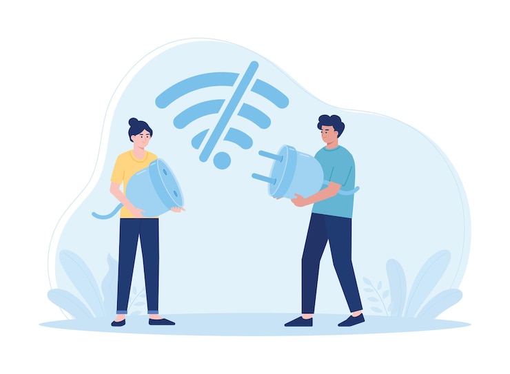 Vector people have internet problems concept flat illustration