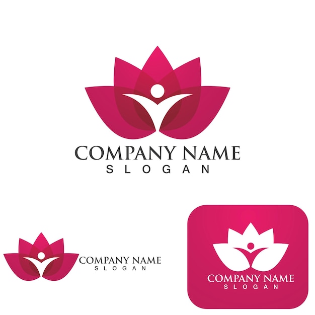 People health in lotus flowers design logo Template icon