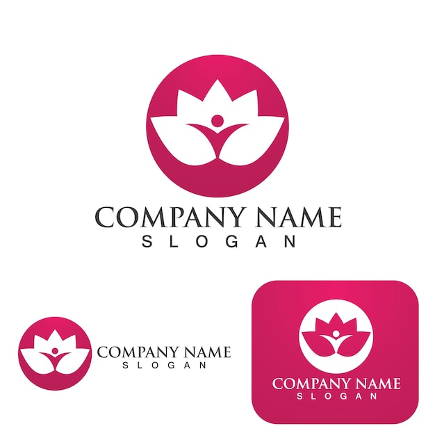 People health in lotus flowers design logo Template icon