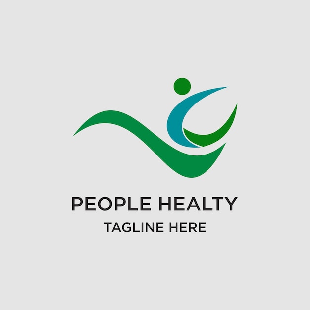 People Healthy 로고 디자인 간단한 컨셉 프리미엄 벡터