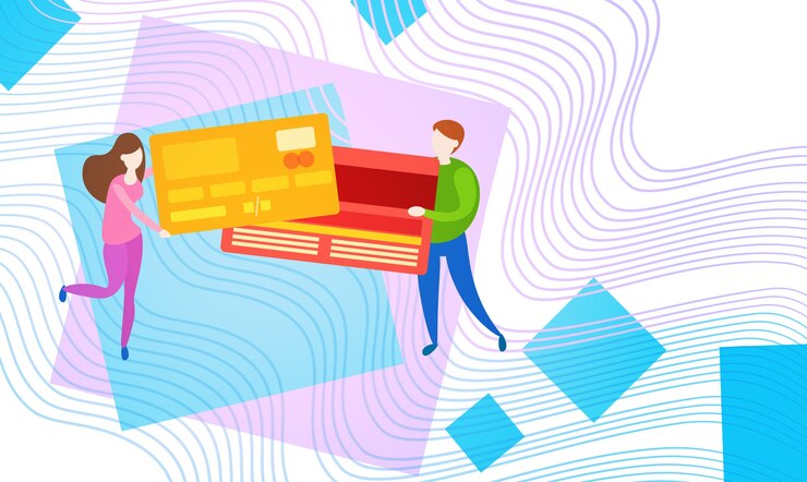 Vector people hold credit card 