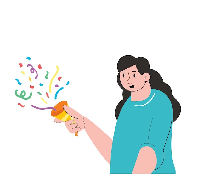 people holding confetti popper Party Icon vector illustration