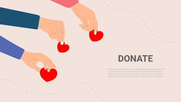 People holding hearts Charity share donate and giving money