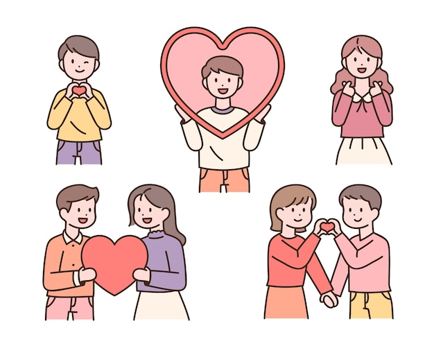 People holding hearts and giving love to their neighbors