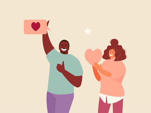 people holding likes. satisfied customers and followers on social media. positive feedback. vector