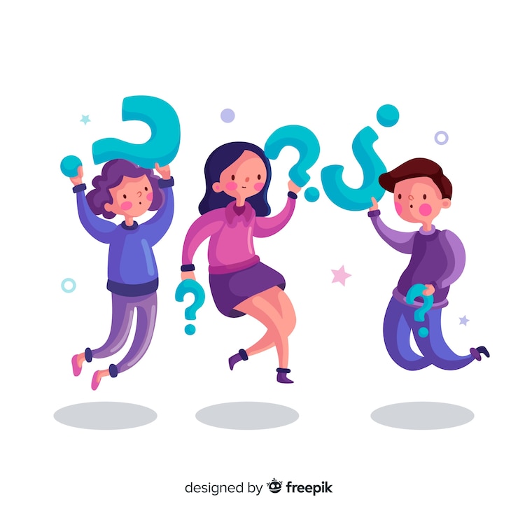 Vector people holding question marks