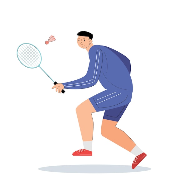 People holding a racket athlete play badminton vector illustration