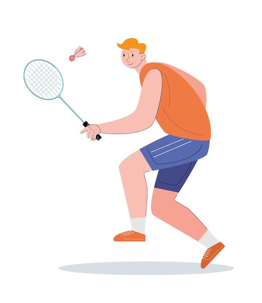 people holding a racket athlete play badminton vector illustration