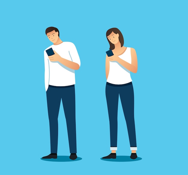 people holding smartphone. vector illustration