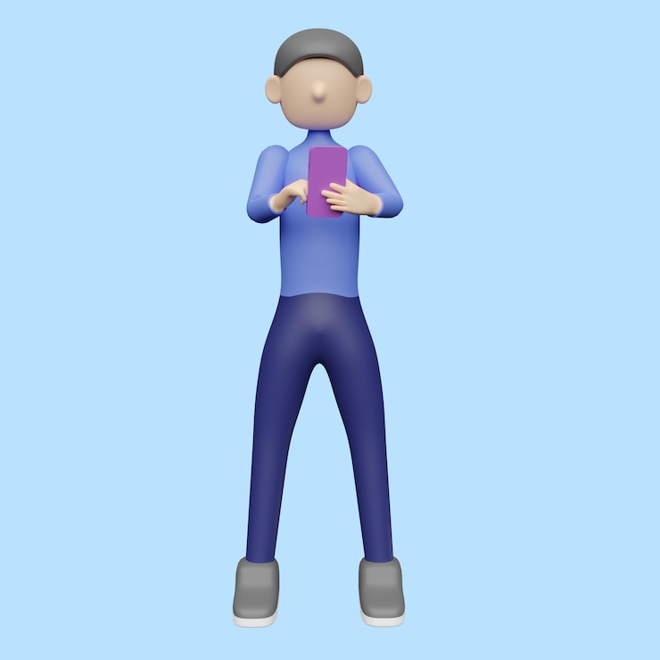 Vector 携帯電話を握る人々 リアルな3dオブジェクト カートゥーンスタイル