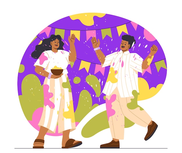 People at holi festival vector concept