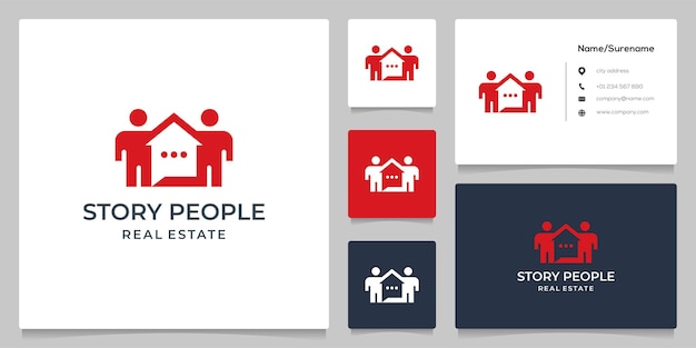 People Home Teamwork Shape Real Estate Logo Design