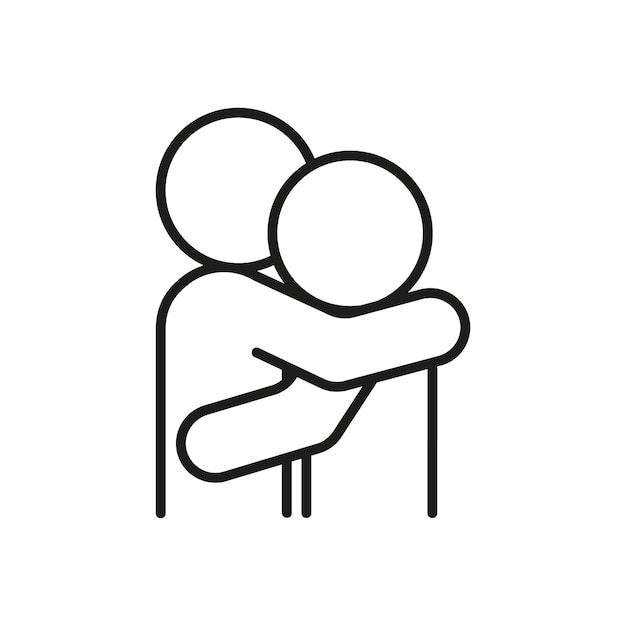 Vector people hug support empathy and compassion icon. care mind save personality mental solution problem