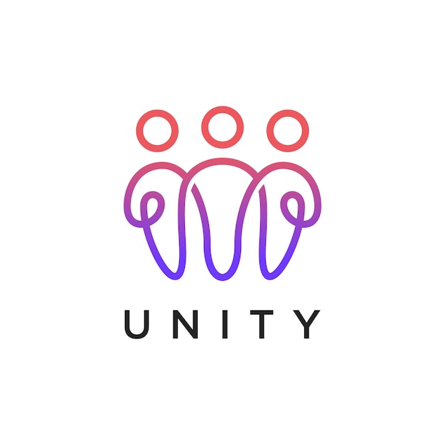 Vector people human family unity together line art style logo icon illustration premium vector