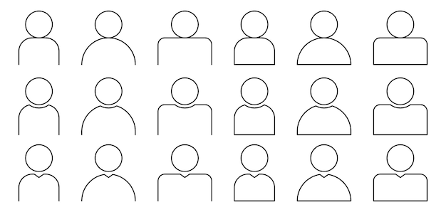 people icon set line art vector simple design for app web