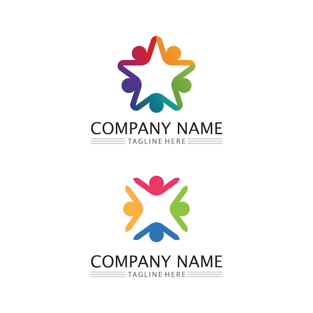 People icon and star logo  work group vector illustration design