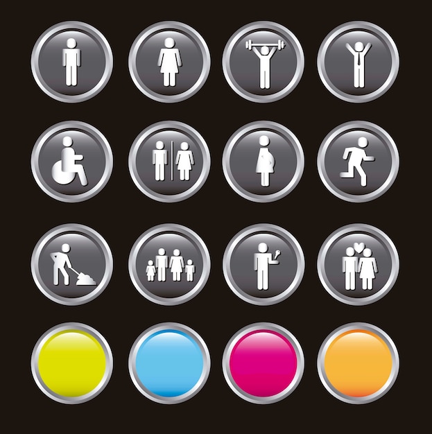 People icons over black background vector illustration