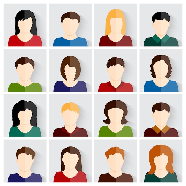 People icons set vector background