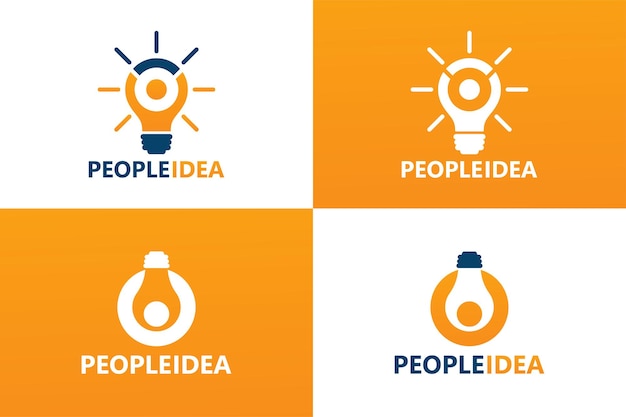 People idea bulb logo template premium vector