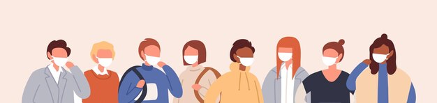 People illustration with face masks