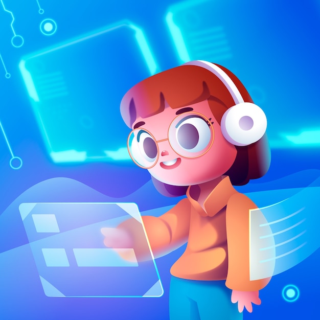 AIアプリのイラストでインタラクションをとる人々