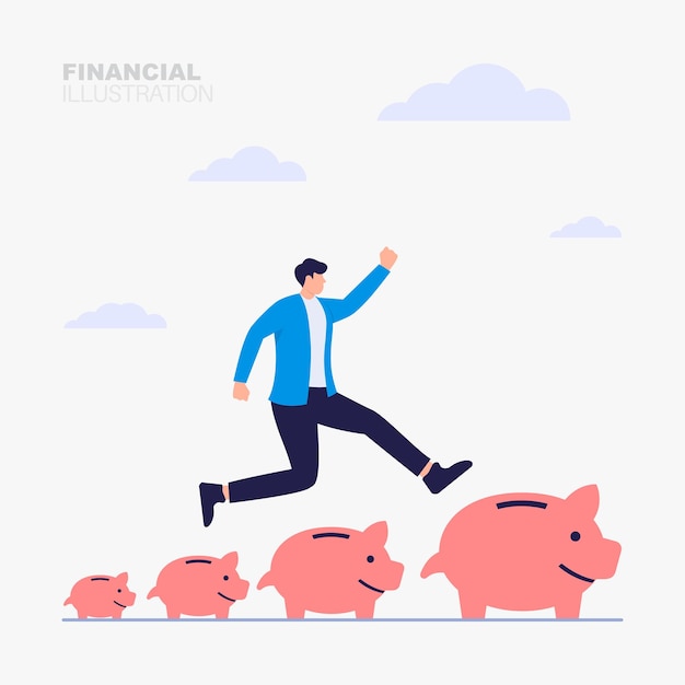 Vector people invest and savings growth salary or profit concept illustration