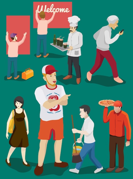 Vector people isometric set