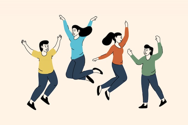 Vector people jump drawing illustration design