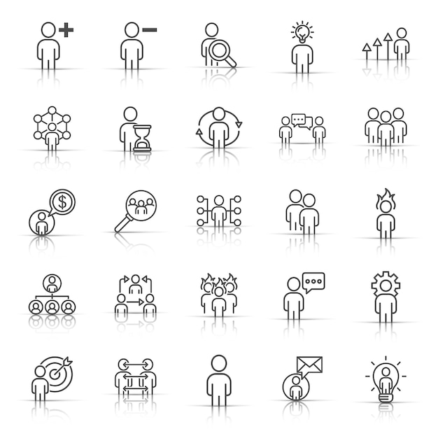 People leadership icon set in line style Person collection vector illustration on white isolated background User teamwork business concept