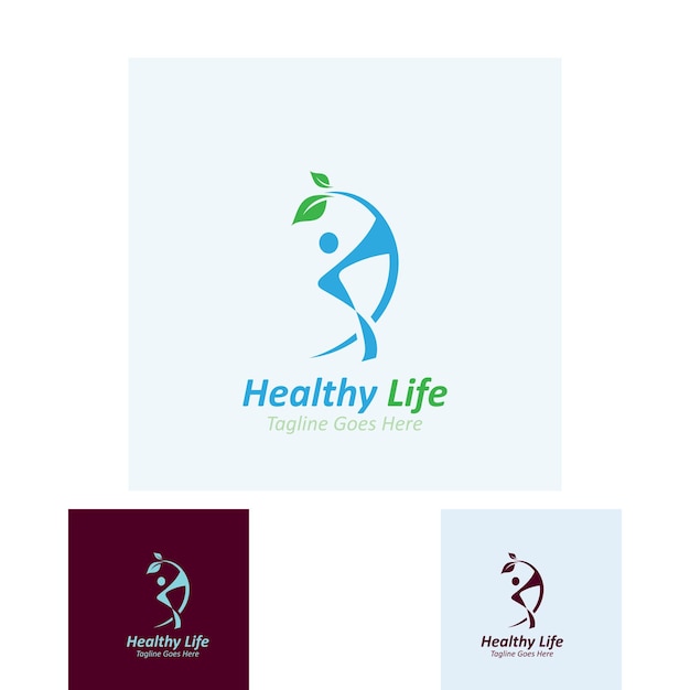 人々 の葉健康的なロゴの抽象的な性質のデザイン ベクトル画像